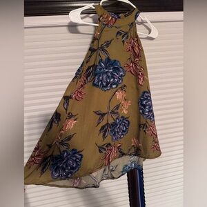 Staccato Floral with Purple and Blue Accents Halter Top